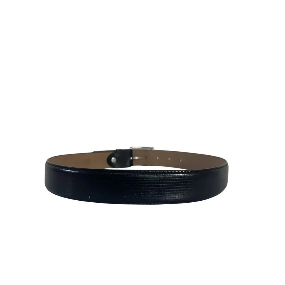 Dini Bardini Kid’s Black Genuine Leather Belt Size 44cm XS Silver Buckle